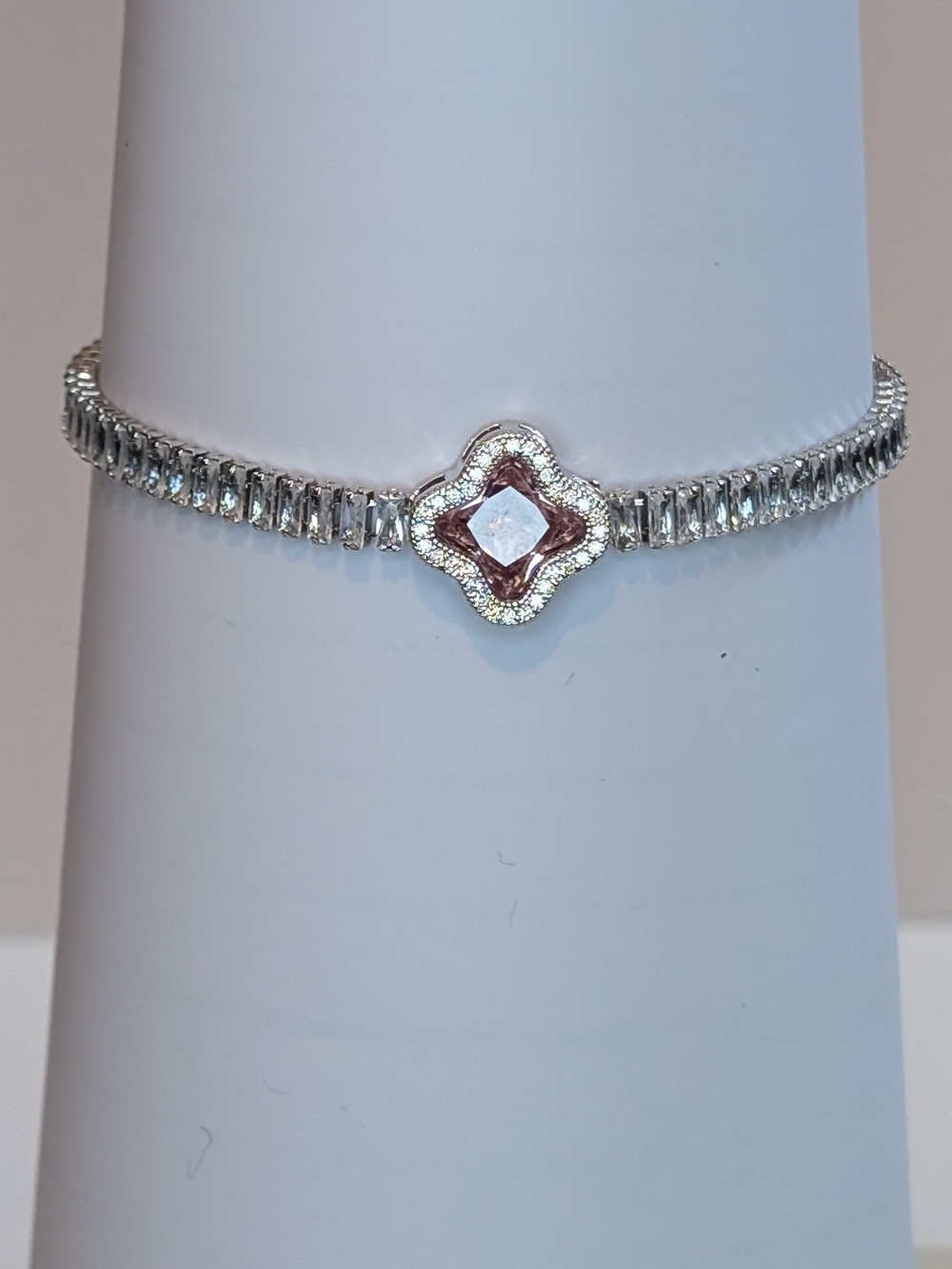 18k Gold Filled AAA Cz's pink & Wht Tennis Bracelet 7-7.5"